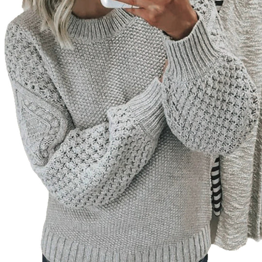 Damen Modischer Strickpullover mit strukturiertem Design und weiten Ärmeln EB