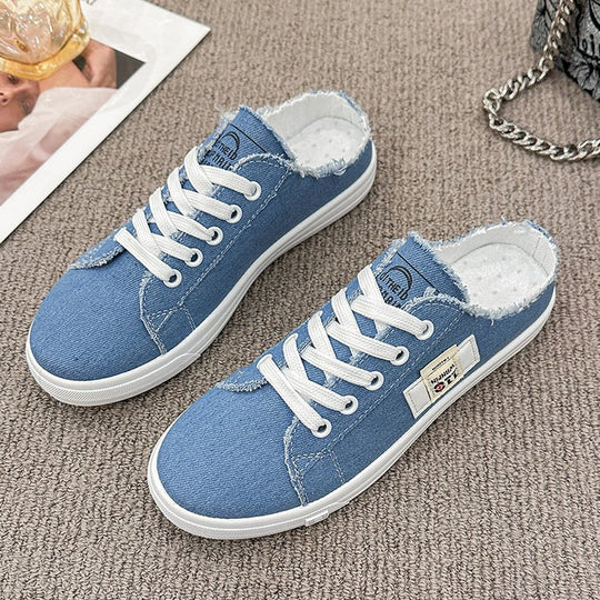 Damen lässige Slip-On Sneakers mit modischen Fransen und atmungsaktiver Sohle EB