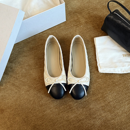 Damen Ballerinas mit elegantem Schleifendetail aus hochwertigem Leder EB