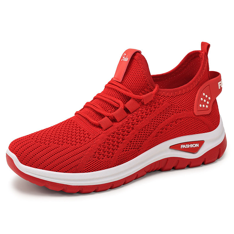 Damen nan sockenähnlicher Strick-Fit Sneaker mit elastischer Schnürung, gelochter Fersenverstärkung und dämpfender Plateau-Sohle EB
