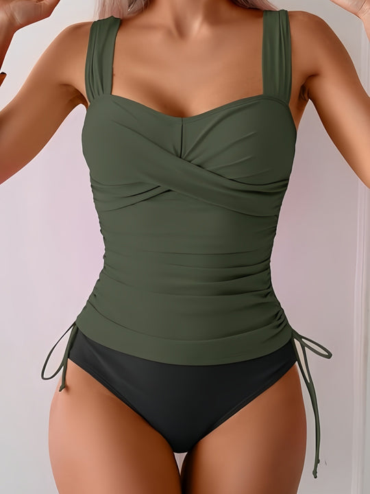 Damen Einteiliger Badeanzug mit modernem Wickeldesign und sportlichem Schnitt EB