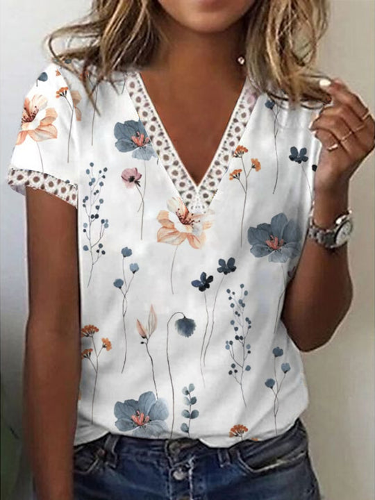 Damen Glitzernde V-Pullover Bluse EB