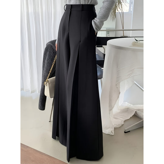 Damen elegante weite Hose mit Falten EB