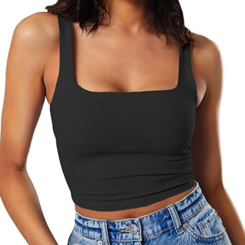 Damen Crop-Top mit quadratischem Ausschnitt und schmalem Schnitt EB