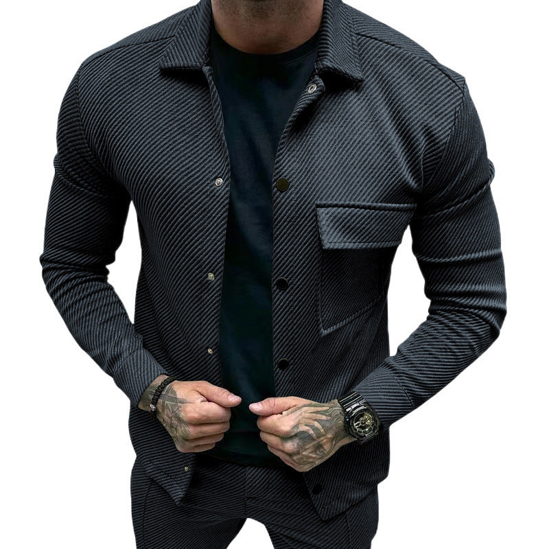 Herren modische Jacke mit strukturiertem Design und praktischen Taschen EB