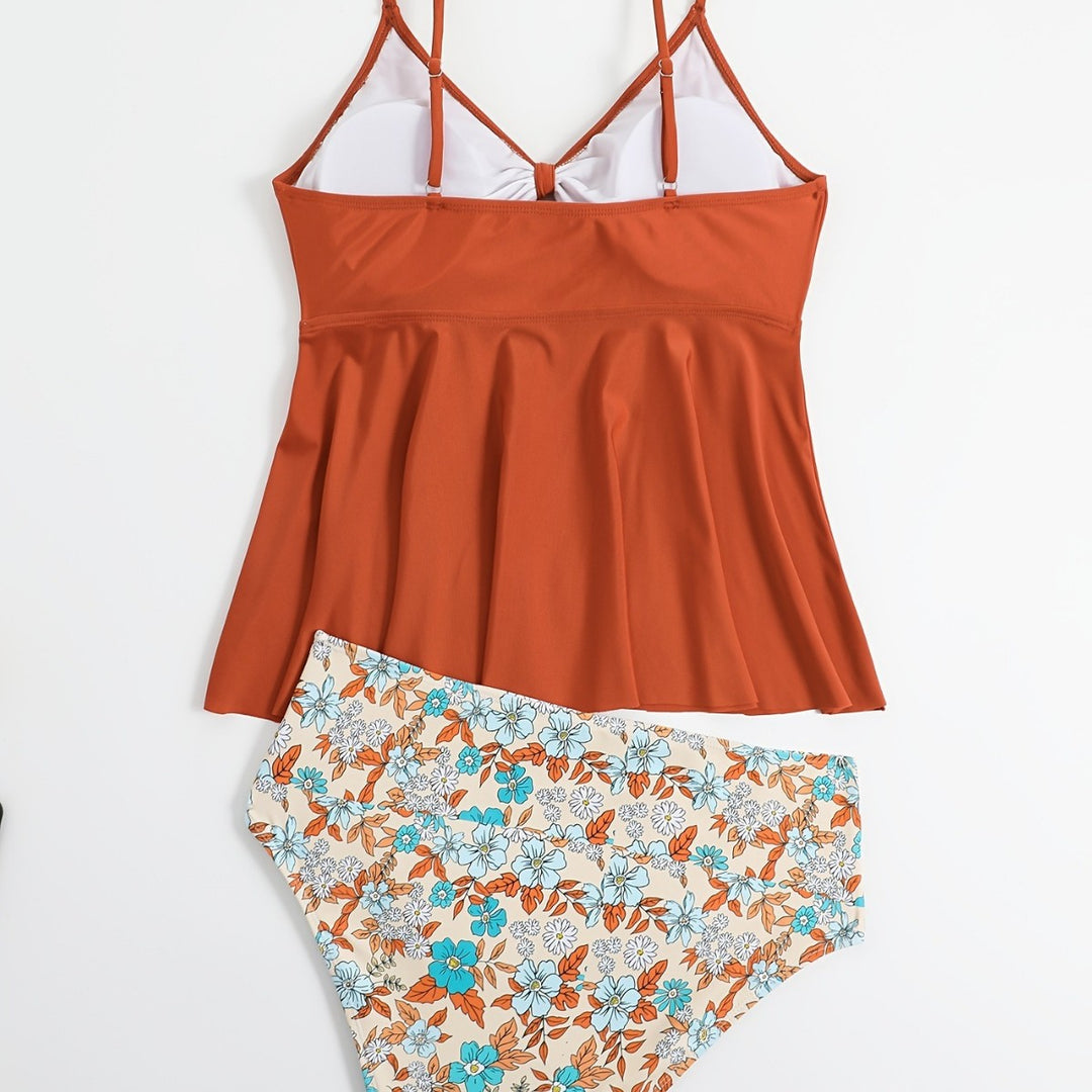 Damen Tankini-Set mit modischem Floral-Design und verstellbaren Trägern EB