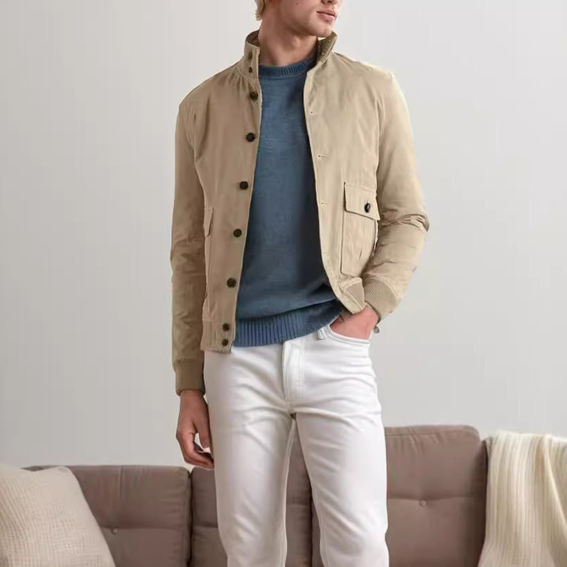 Herren elegante Wildlederjacke mit praktischem Kragen und aufgesetzten Taschen EB
