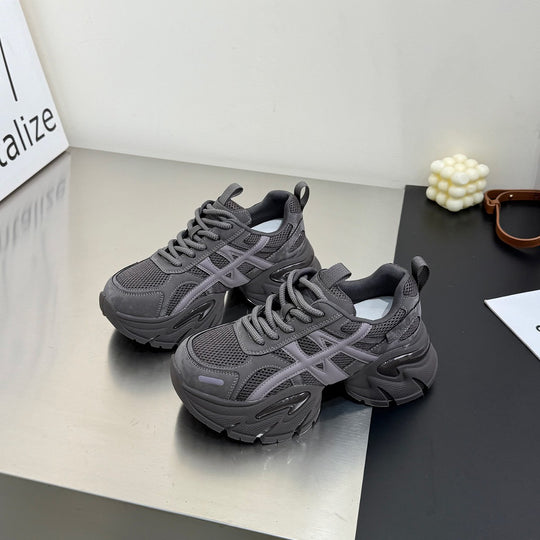 Damen modische Sneakers mit atmungsaktivem Mesh-Obermaterial und robustem Sohlenprofil EB