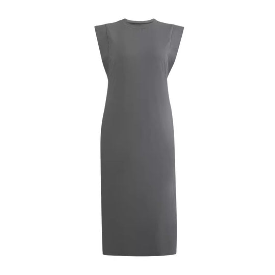 Damen Maxikleid mit schlichten Linien und modernen Schulterdetails EB