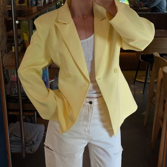 Damen eleganter Oversize-Blazer mit doppelter Knopfleiste EB