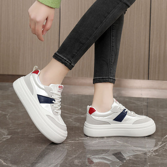 Damen modische Plateau Sneakers mit stabiler Laufsohle und atmungsaktivem Obermaterial EB