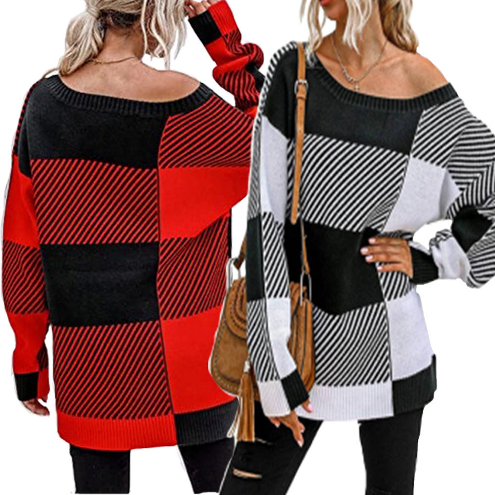 Damen Grobstrickpullover im modernen Blockdesign EB
