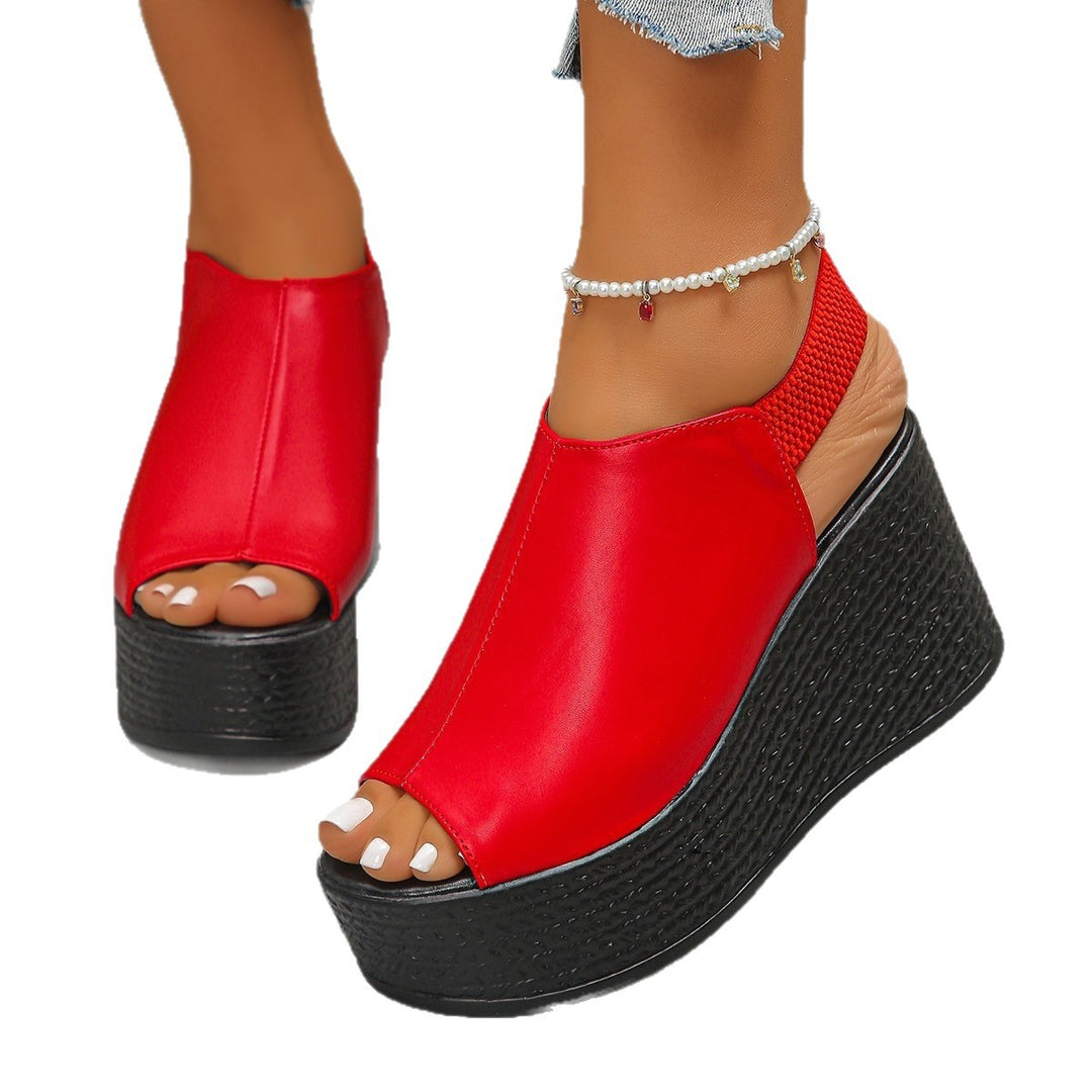 Damen Plattform-Pantoletten mit elegantem offener Zehenpartie und modischem Riemendesign EB