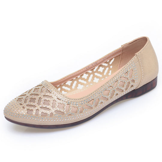 Damen Ballerinas mit elegantem Lochdesign und funkelnden Strassakzenten EB