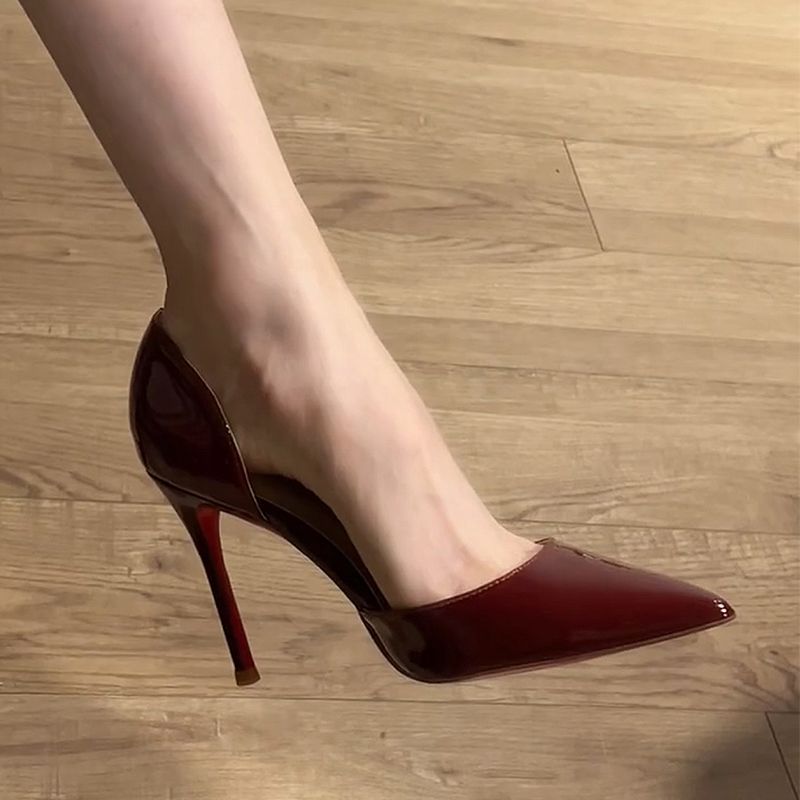 Damen elegante Slingback Pumps mit hochglänzender Oberfläche EB