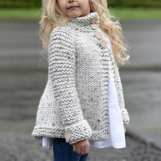 Damen Modische Strickjacke mit hohem Kragen und Knopfdetails EB