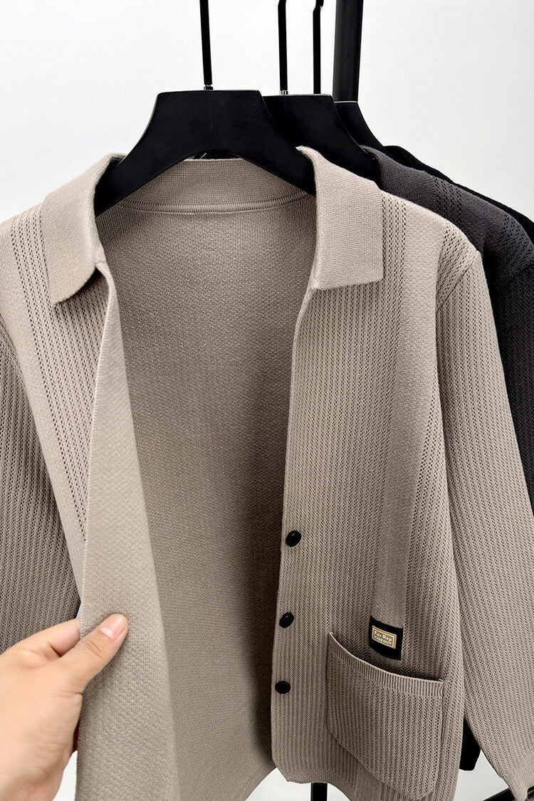 Herren Strickjacke mit hohem Kragen EB