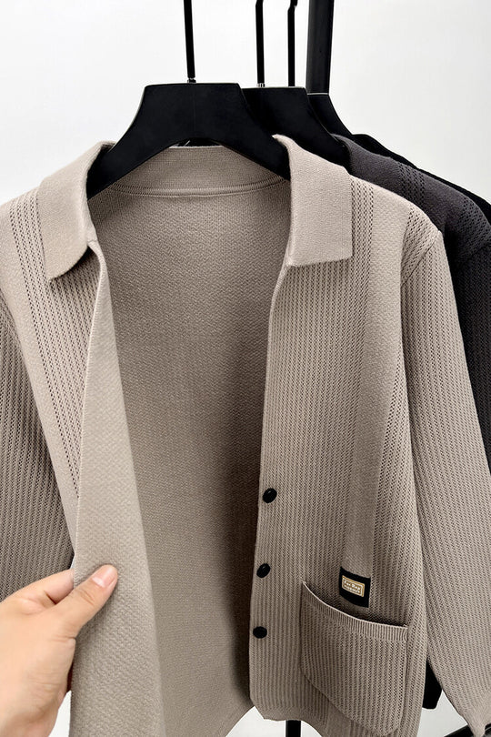Herren Strickjacke mit hohem Kragen EB