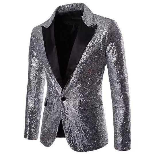 Herren schimmernder Pailletten Blazer EB