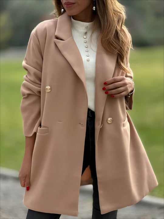 Damen Eleganter Langblazer mit herausragenden Knöpfen EB