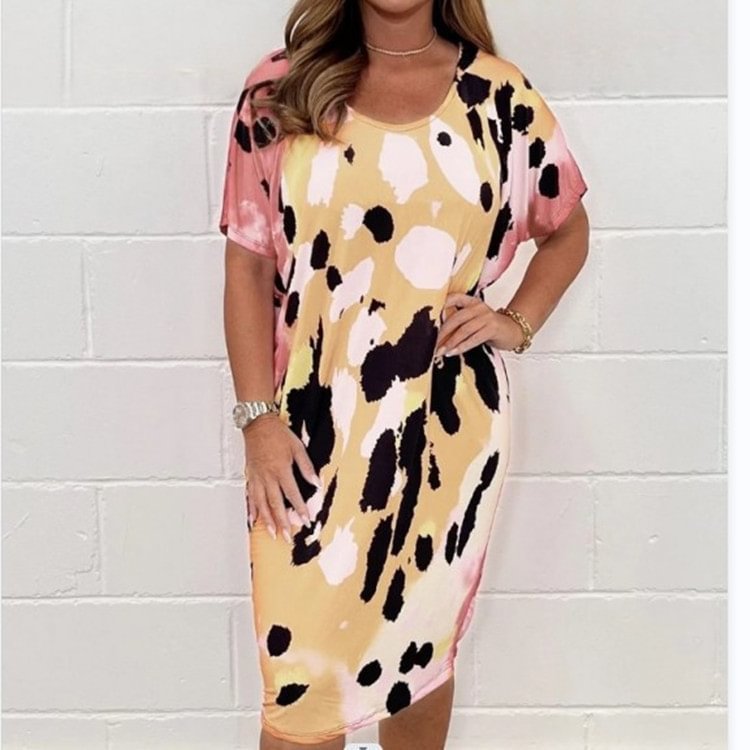 Damen Midikleid mit modernem Animal-Print und weichem Stretchmaterial EB