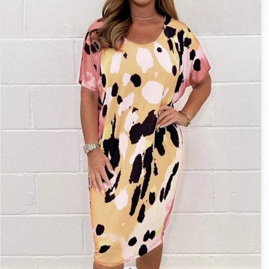 Damen Midikleid mit modernem Animal-Print und weichem Stretchmaterial EB