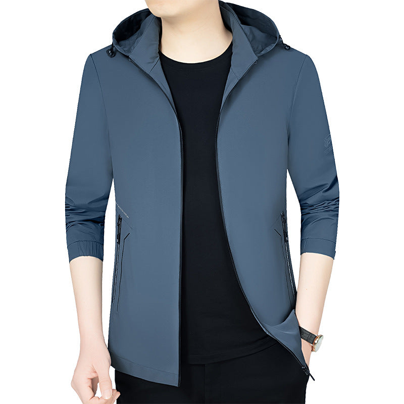 Herren Leichte Kapuzenjacke im urbanen Travel-Style mit Dreiviertelärmeln EB
