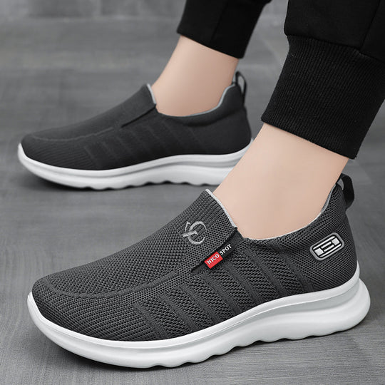 Herren nan atmungsaktiver Slip-On Strick-Freizeitschuh mit elastischem Einstieg, gepolsterter Komfortsohle und rutschfester Wellenlaufsohle EB