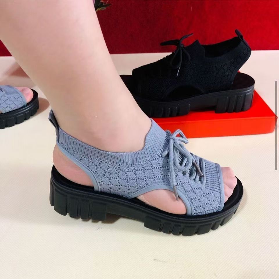 Damen Bequeme und leichte Sandalen mit elastischem Riemen und rutschfester Sohle EB