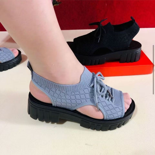 Damen Bequeme und leichte Sandalen mit elastischem Riemen und rutschfester Sohle EB