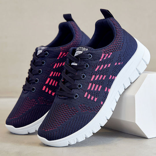 Damen nan flexible Strick-Fit-Sneaker mit elastischem Sockenschuh, dämpfender Waben-EVA-Zwischensohle und Zuglasche EB