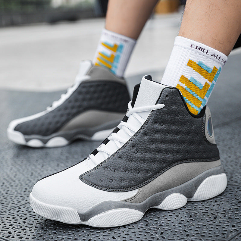 Herren atmungsaktiver High-Top Basketball Sneaker mit Dämpfung und rutschfester Gummisohle EB