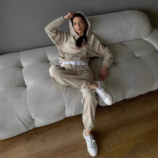 Damen Cord Lounge-Jogginganzug EB