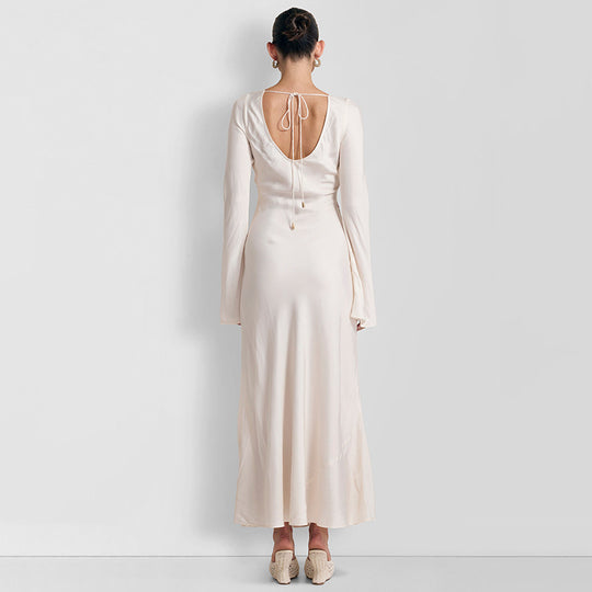 Damen Maxi-Kleid mit floralem Druck und langen Ärmeln EB