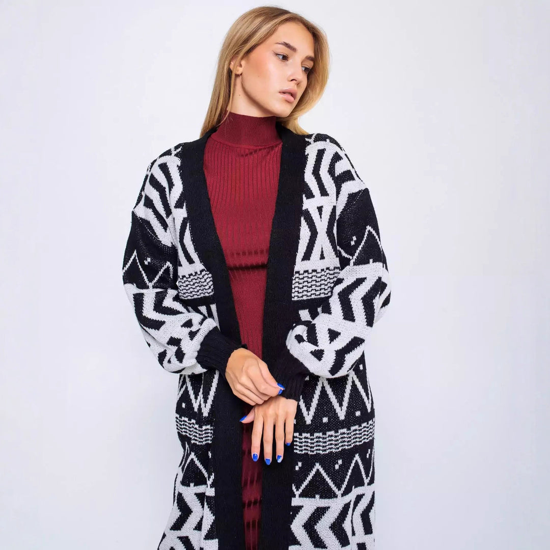 Damen Strickjacke mit kreativem Muster und lässigem Schnitt EB