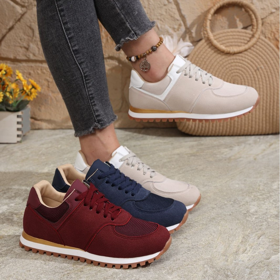 Damen Sportliche Sneakers mit atmungsaktiver Mesh- und Wildleder-Oberfläche EB