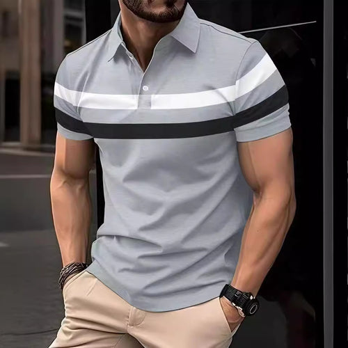 Herren Polohemd mit modernem Farbblockdesign und atmungsaktiven Materialien EB