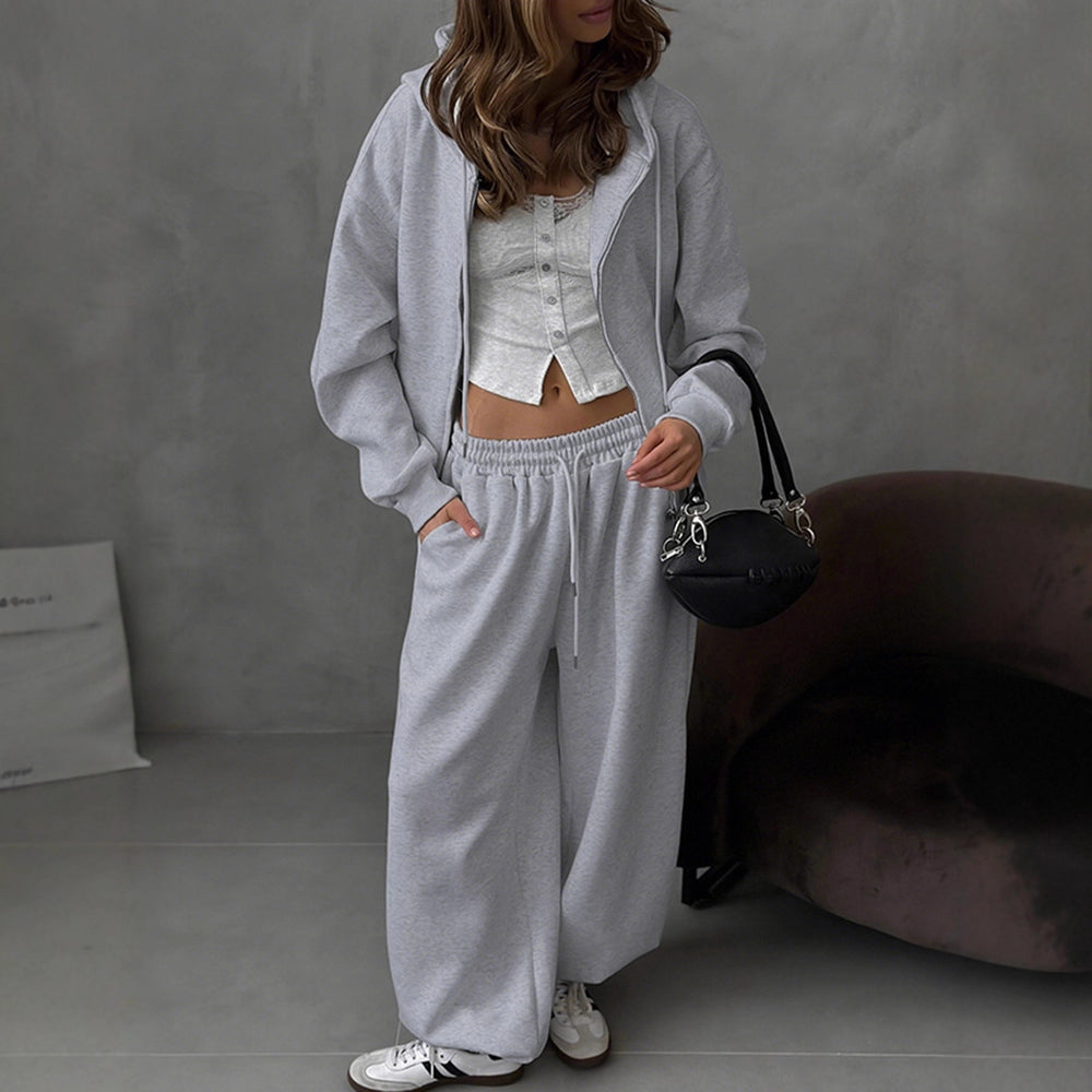 Damen Bequemes Oversized-Lounge-Set mit Kapuze und elastischem Bund EB