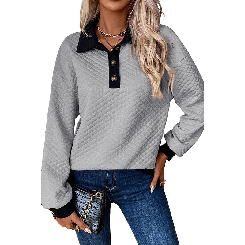 Damen stylischer und bequemer Sweatshirt mit Kragen EB