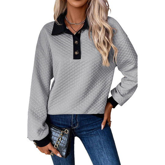 Damen stylischer und bequemer Sweatshirt mit Kragen EB