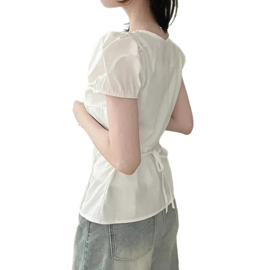 Damen Elegantes Blusenoberteil mit Rüschendetails und taillierter Silhouette EB