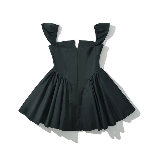 Damen Puffärmel Kleid mit taillierter Silhouette und elegantem Rüschensaum EB