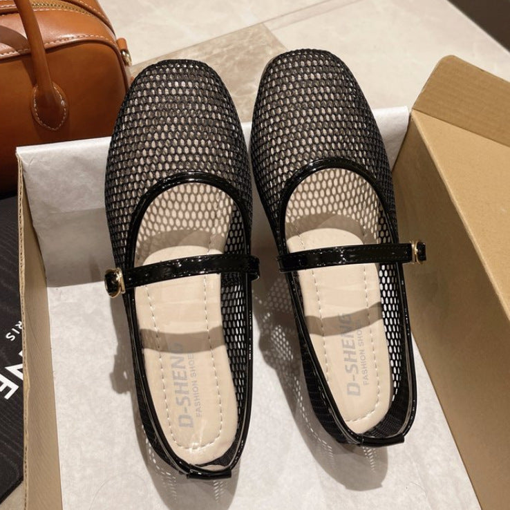 Damen atmungsaktive Ballerinas mit verstellbarem Riemen EB