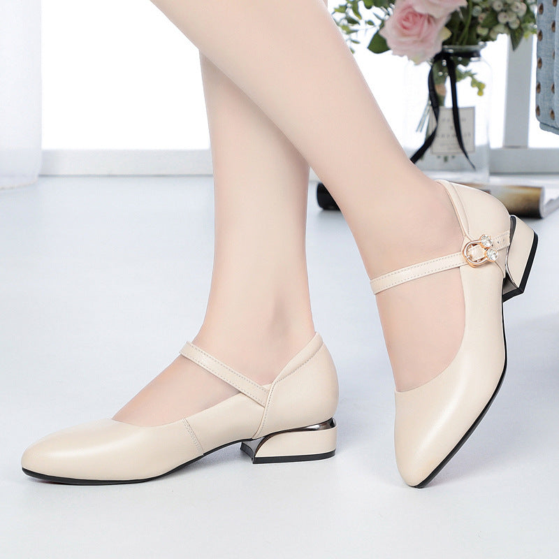 Damen Mary Jane Pumps mit modischem Schmuckdetail und komfortablem Blockabsatz EB