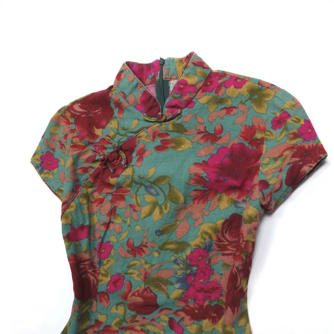 Damen Blumiges Oberteil mit Stehkragen EB