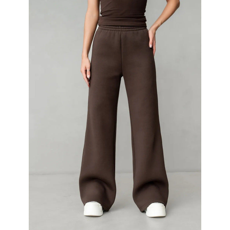 Damen nan fließende Palazzo-Loungehose mit extra weitem Bein elastischem Komfortbund und dezenten Eingrifftaschen EB