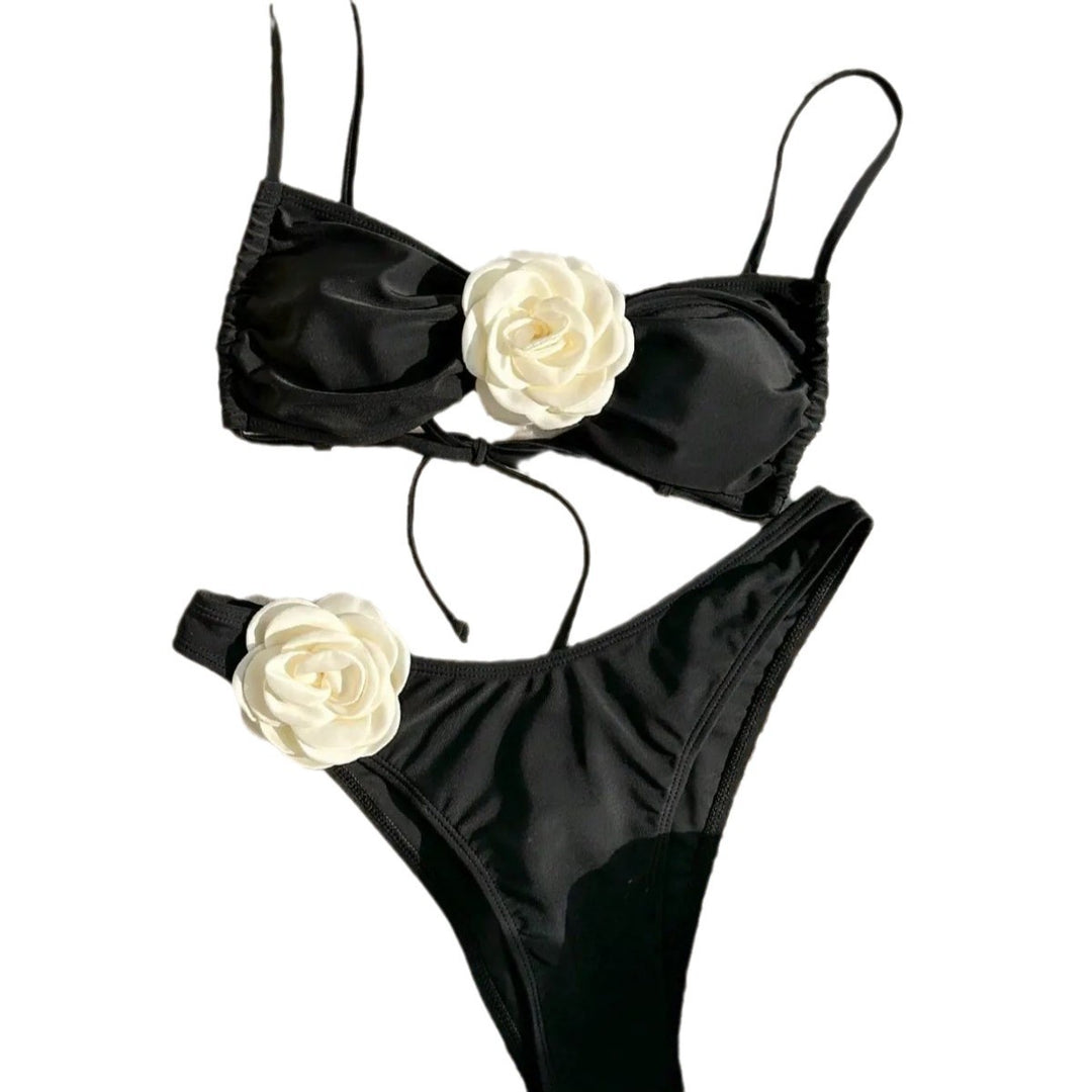 Damen Eleganter Bikini mit Blumenapplikation EB