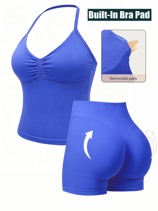Damen Sportlicher Jumpsuit mit Raffungen und verstellbaren Trägern EB