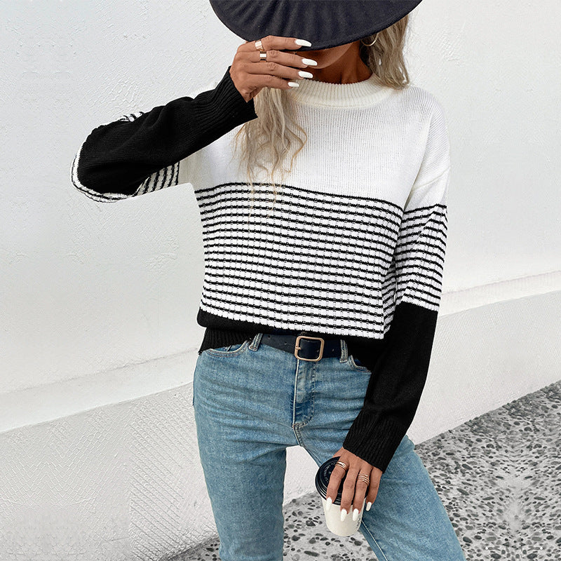 Damen Streifenpullover mit lässigem Schnitt und modernem Design EB