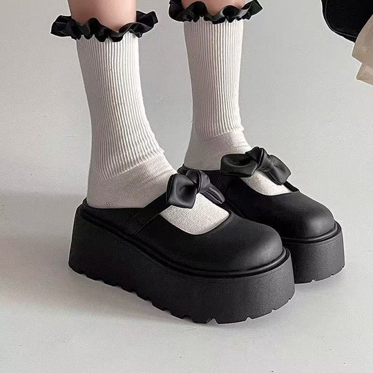 Damen Plateau Clogs mit verspieltem Schleifen-Design EB
